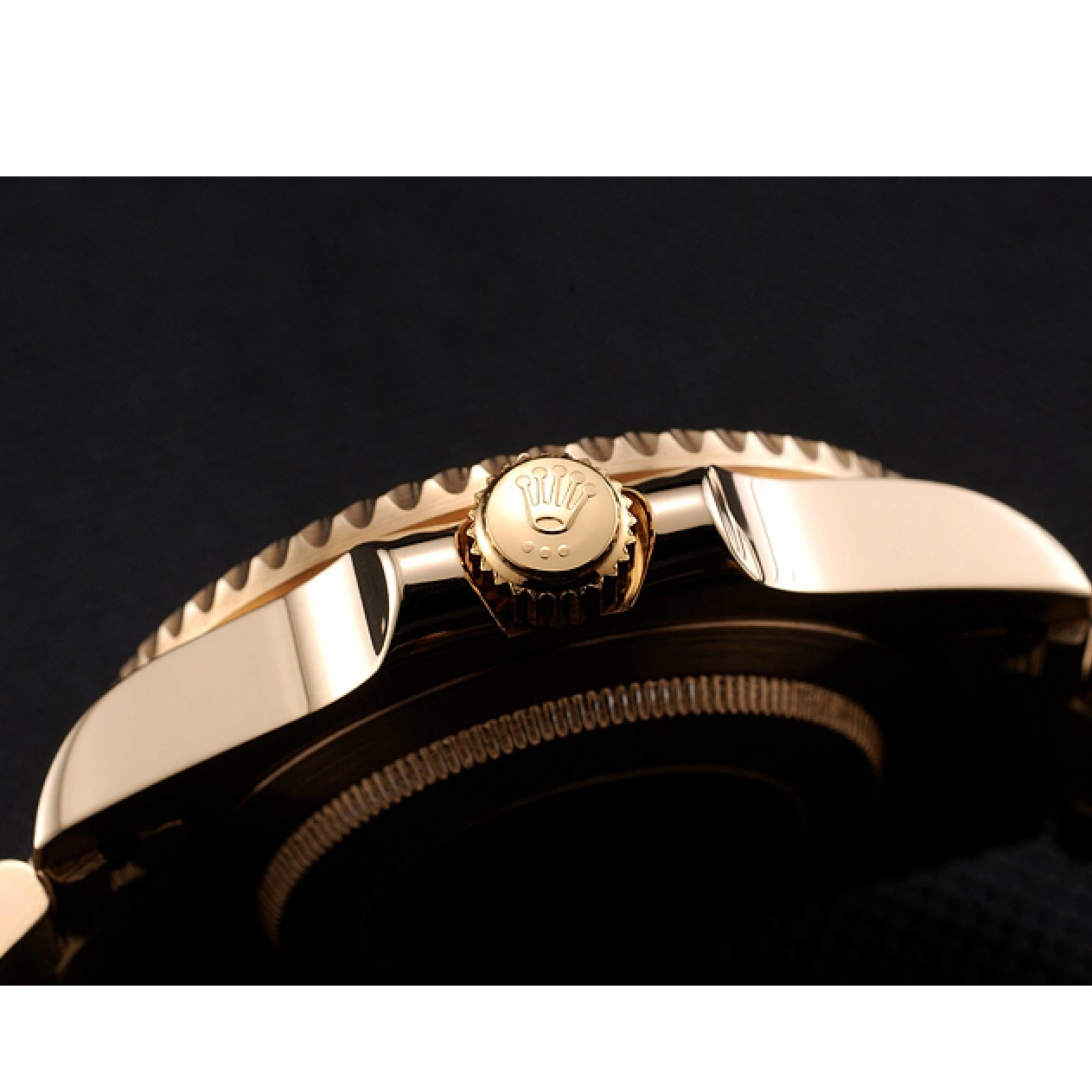 Good Copy Rolex Watches Black Swiss Gold Case Bezel Bracelet Rolex Dial Submariner Yellow Black And 0707